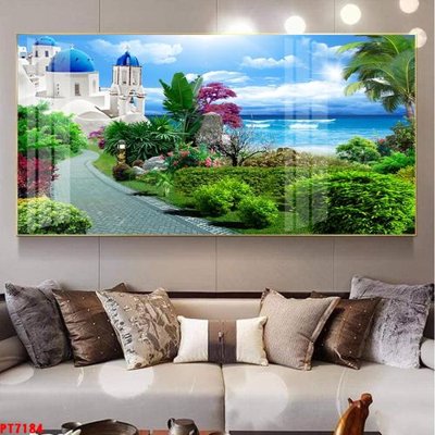 Ảnh gốc Tranh sơn thủy thác nước PT7184 (độ nét cao) in tráng gương