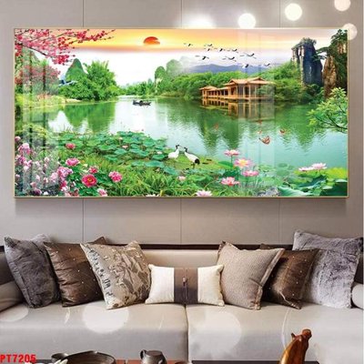 File tranh Tranh sơn thủy thác nước PT7205 (bản gốc) trang trí văn phòng