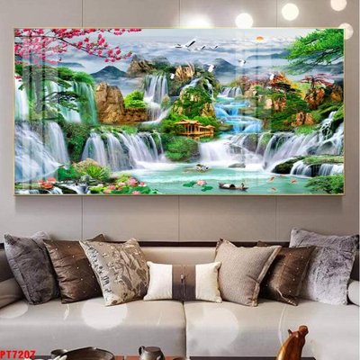 Tải file Tranh sơn thủy thác nước PT7207 (PSD) cho in tranh kính