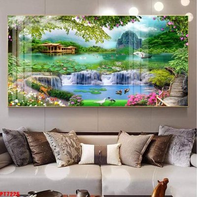 Download file ảnh gốc Tranh sơn thủy thác nước PT7225 để in ấn