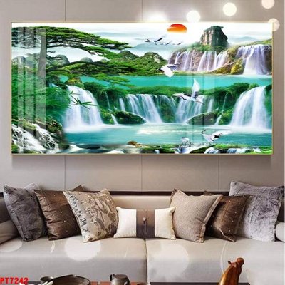 File tranh Tranh sơn thủy thác nước PT7242 (gốc) chủ đề tĩnh vật