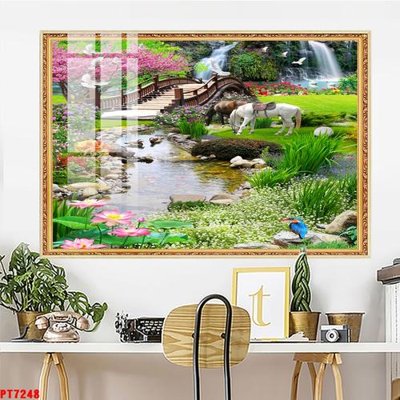 File PSD Tranh sơn thủy thác nước PT7248 (bản gốc) chất lượng nhất