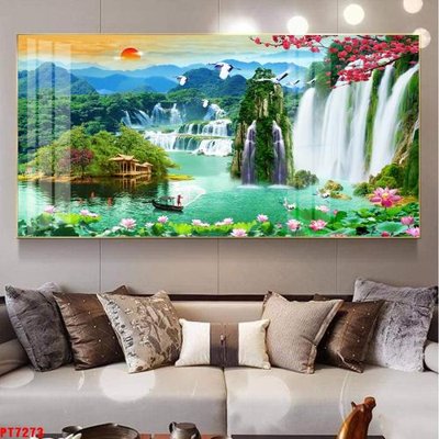File tranh Tranh sơn thủy thác nước PT7273 (gốc) chủ đề trẻ em
