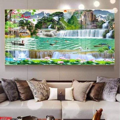 File PSD Tranh sơn thủy thác nước PT7301 (gốc) cho designer