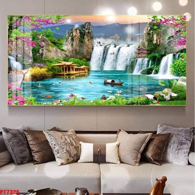 File gốc Tranh sơn thủy thác nước PT7325 (PNG) nền trong suốt