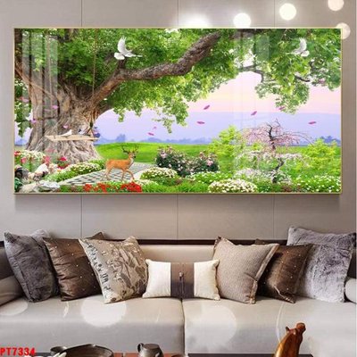 Tải file Tranh sơn thủy thác nước PT7334 (gốc) làm tranh treo tường