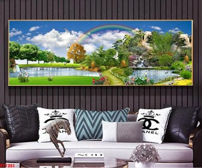 File gốc Tranh sơn thủy thác nước PT7351 (phong cách) tối giản