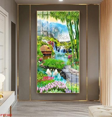 File tranh Tranh sơn thủy thác nước PT7365 (ảnh gốc) không bị mờ