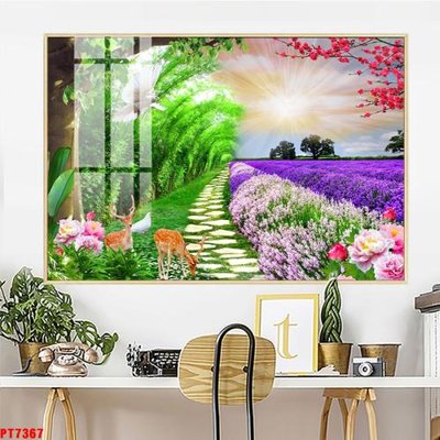 File gốc in ấn Tranh sơn thủy thác nước PT7367 (sẵn sàng tải về)