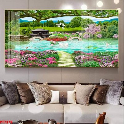 File tranh Tranh sơn thủy thác nước PT7370 (gốc) in vải canvas