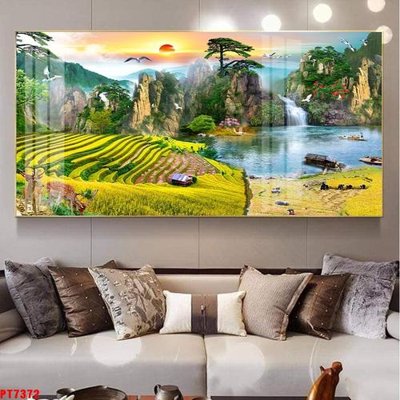 File gốc Tranh sơn thủy thác nước PT7372 (bản quyền) cho in ấn