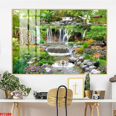 File tranh Tranh sơn thủy thác nước PT7380 (gốc) chủ đề trẻ em