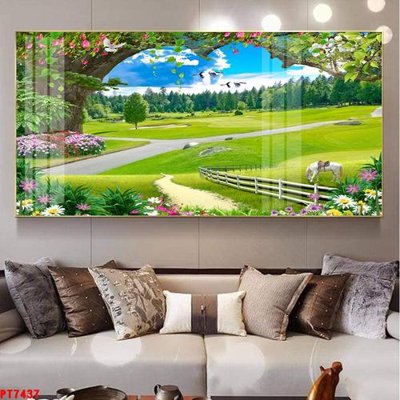 File in mica Tranh sơn thủy thác nước PT7437 (bản gốc) siêu trong