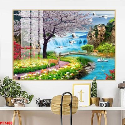 Tải file Tranh sơn thủy thác nước PT7460 (ảnh gốc) in gạch men