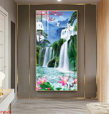 Download file tranh Tranh sơn thủy thác nước PT7474 (file gốc PSD)
