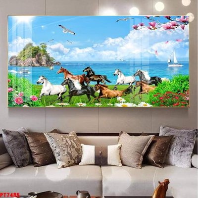 Tải file gốc Tranh sơn thủy thác nước PT7485 (in khổ lớn) không vỡ