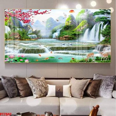Tải file Tranh sơn thủy thác nước PT7507 (gốc) in trên mọi chất liệu