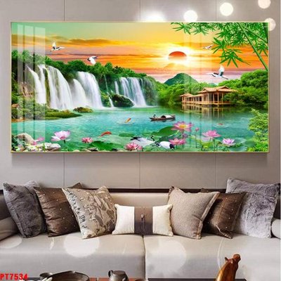 Tải về file gốc Tranh sơn thủy thác nước PT7534 (chuẩn in ấn)
