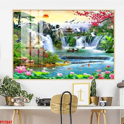 Tải file tranh Tranh sơn thủy thác nước PT7547 (gốc) tại Filetranh.com