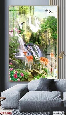 File gốc in ấn Tranh sơn thủy thác nước PT7582 (sẵn sàng tải về)