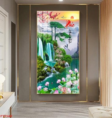 File gốc Tranh sơn thủy thác nước PT7649 (cho in ấn) từ Filetranh.com