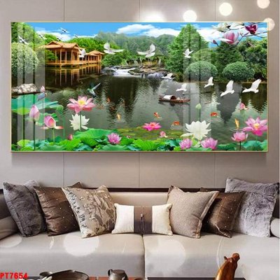 Tải file Tranh sơn thủy thác nước PT7654 (gốc) làm file thiết kế