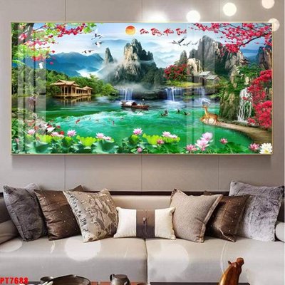 File in ấn Tranh sơn thủy thác nước PT7688 (bản gốc) từ file gốc