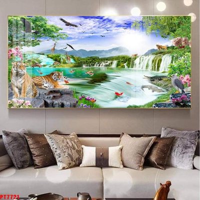 Download file ảnh gốc Tranh sơn thủy thác nước PT7721 để in ấn