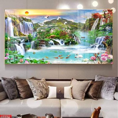 File PSD Tranh sơn thủy thác nước PT7726 (chất lượng in ấn)