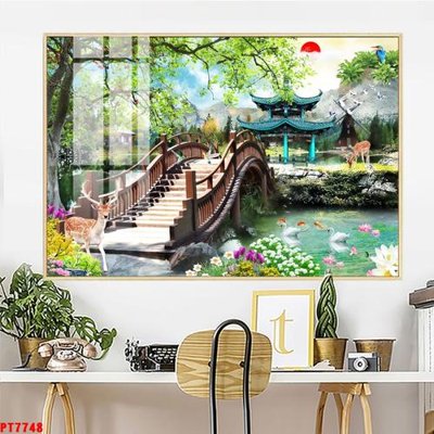 File in trần Tranh sơn thủy thác nước PT7748 (file gốc) chủ đề vũ trụ