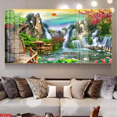 Tải file Tranh sơn thủy thác nước PT7802 (gốc) in trên mọi chất liệu