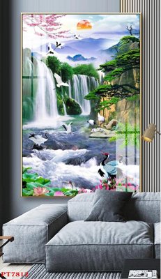 File gốc Tranh sơn thủy thác nước PT7812 (in mica) cắt laser