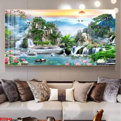 Mua file ảnh gốc Tranh sơn thủy thác nước PT7843 (chất lượng cao)