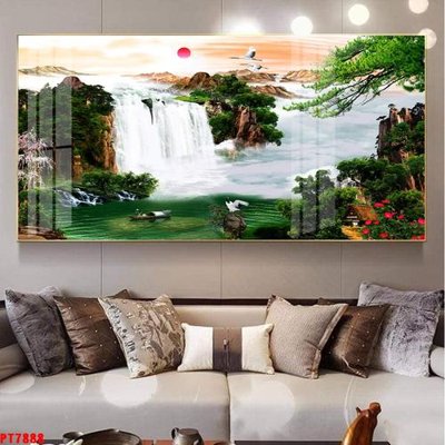 File ảnh Tranh sơn thủy thác nước PT7888 (gốc) dùng in Pano