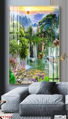 Download file tranh PSD Tranh sơn thủy thác nước PT7893 để chỉnh sửa