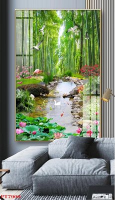 File tranh Tranh sơn thủy thác nước PT7909 (ảnh gốc) không bị mờ