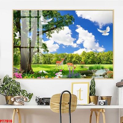 Download file gốc Tranh sơn thủy thác nước PT7916 (in mica) 3D