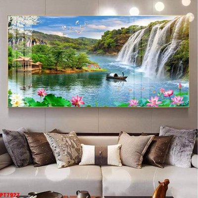 File tranh Tranh sơn thủy thác nước PT7927 (ảnh gốc) cho in ấn kỹ thuật số