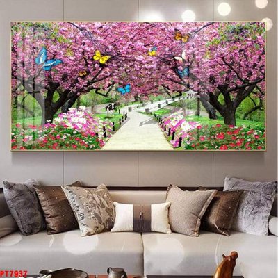 File PSD in ấn Tranh sơn thủy thác nước PT7937 (chất lượng cao)