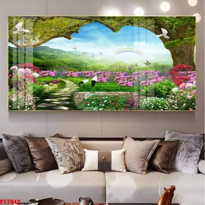 Mua file tranh gốc Tranh sơn thủy thác nước PT7942 tại Filetranh.com