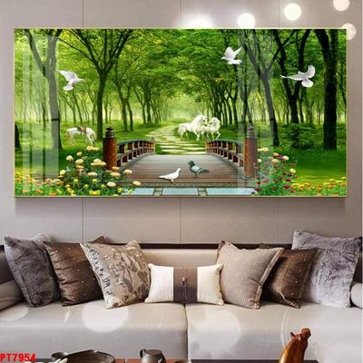 File gốc in ấn Tranh sơn thủy thác nước PT7954 (sẵn sàng tải về)