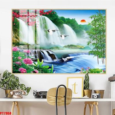 Tải file gốc Tranh sơn thủy thác nước PT7958 (in không vỡ ảnh)