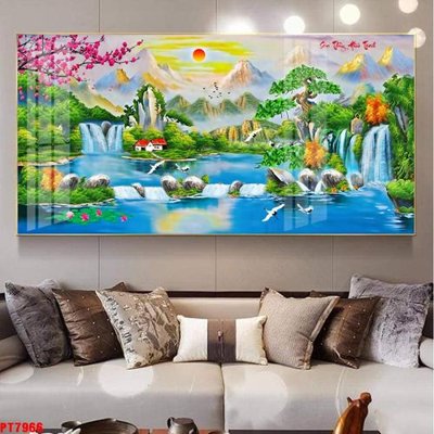 File tranh Tranh sơn thủy thác nước PT7966 (gốc) chủ đề động vật