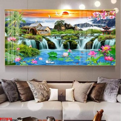 Hình ảnh gốc Tranh sơn thủy thác nước PT7970 (để in khổ lớn)