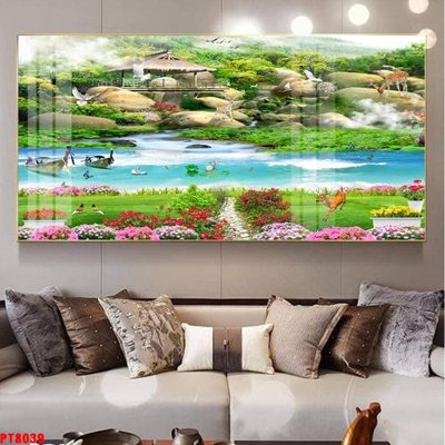 Tải file Tranh sơn thủy thác nước PT8039 (ảnh gốc) in tranh kính