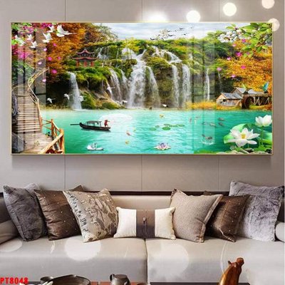 Tải file Tranh sơn thủy thác nước PT8048 (gốc) làm file quảng cáo
