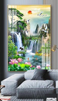 Cung cấp file tranh gốc Tranh sơn thủy thác nước PT8049 độc quyền