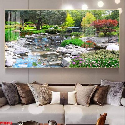 Ảnh gốc Tranh sơn thủy thác nước PT8053 (siêu chi tiết) để in ấn