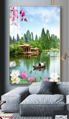 Tải file Tranh sơn thủy thác nước PT8060 (PSD) cho in tranh 3D