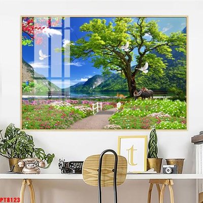 Tệp tin gốc Tranh sơn thủy thác nước PT8123 (dùng cho in) Tranh sơn thủy thác nước PT8123